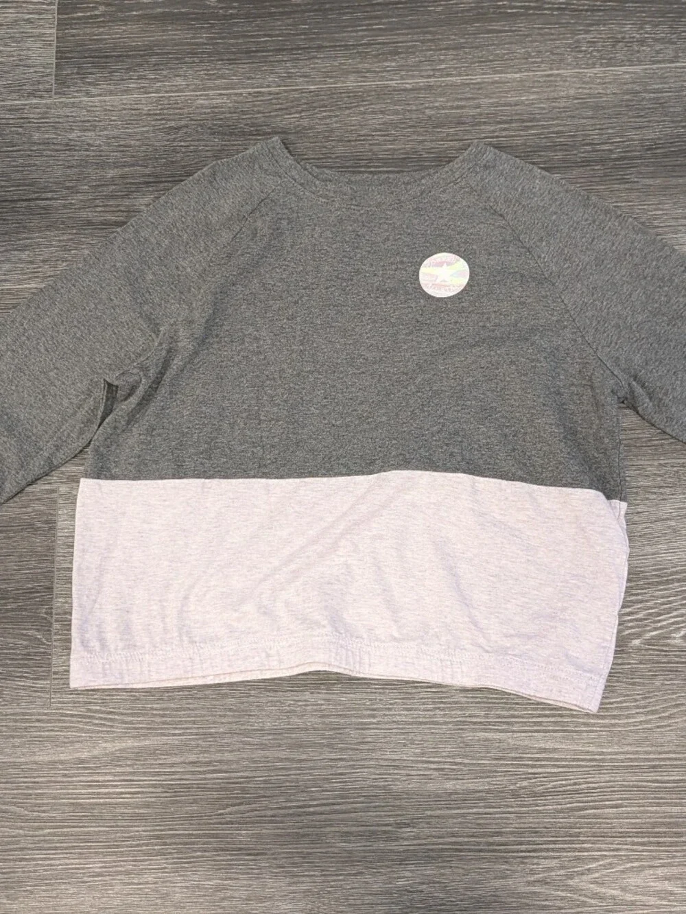 Converse Two-Tone Crewneck Sweatshirt in Gray and Light Pink